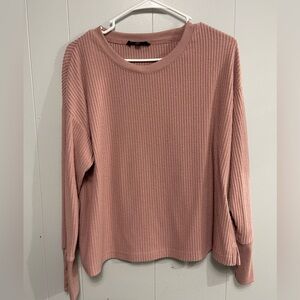Jane and Delancey Pink Ribbed Crew Neck Sweater
